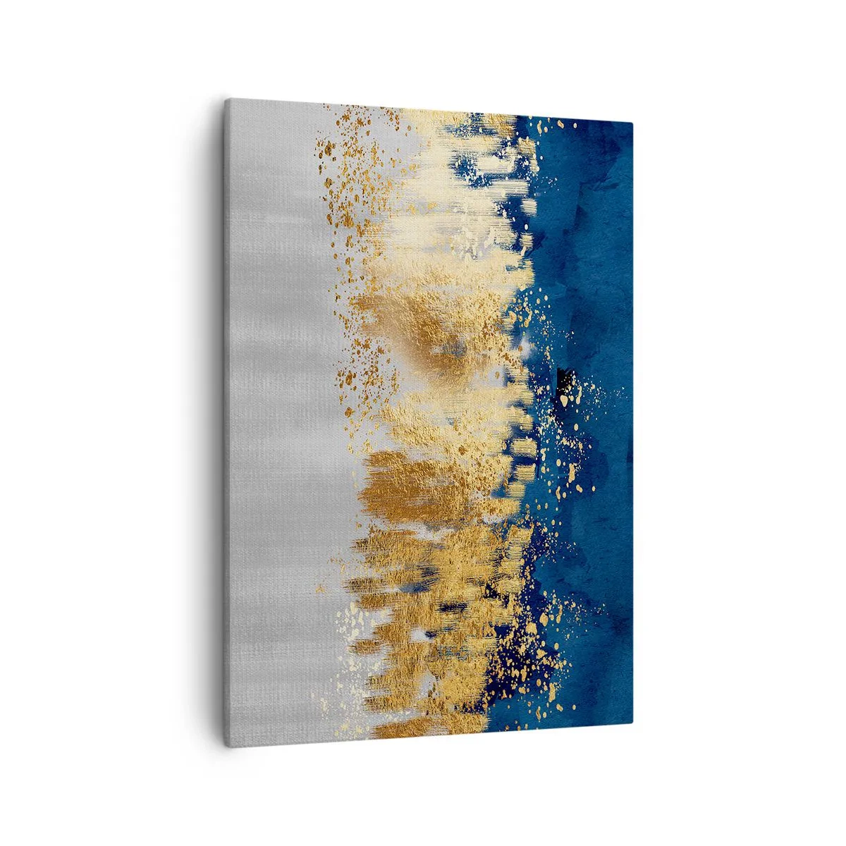 Quadro su tela - Stampe su Tela - Una composizione astratta nei toni dell'oro e del blu navy. - 50x70cm - Composizione moderna con bagliore - Decorazione murale moderna per soggiorno e camera da letto ARTTOR
