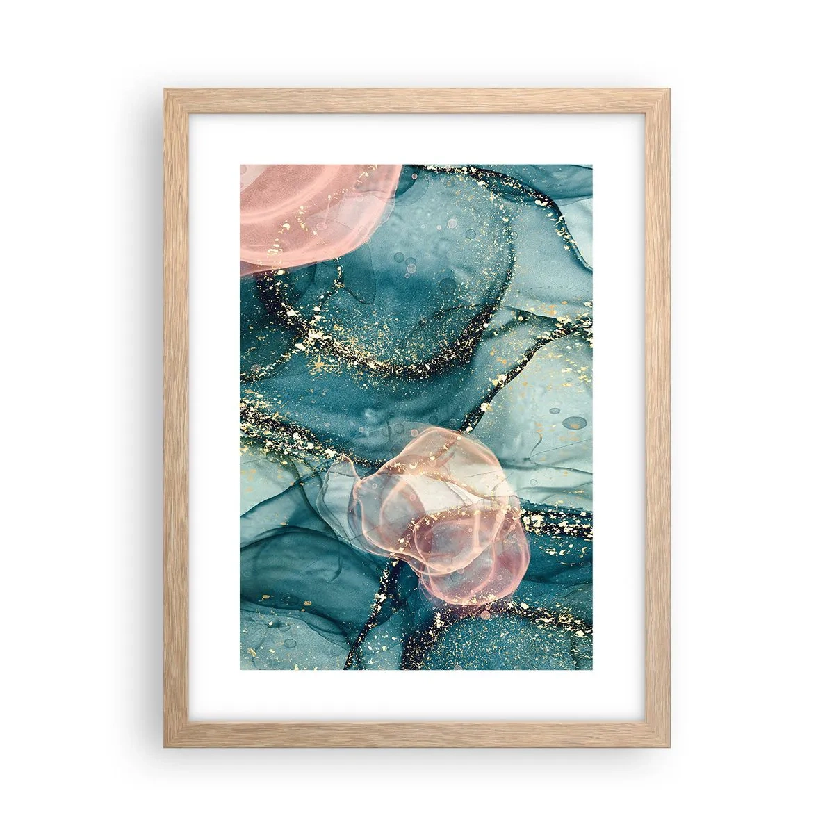 Poster in cornice rovere chiaro - Blu di seta, rosa di tulle - 30x40 cm