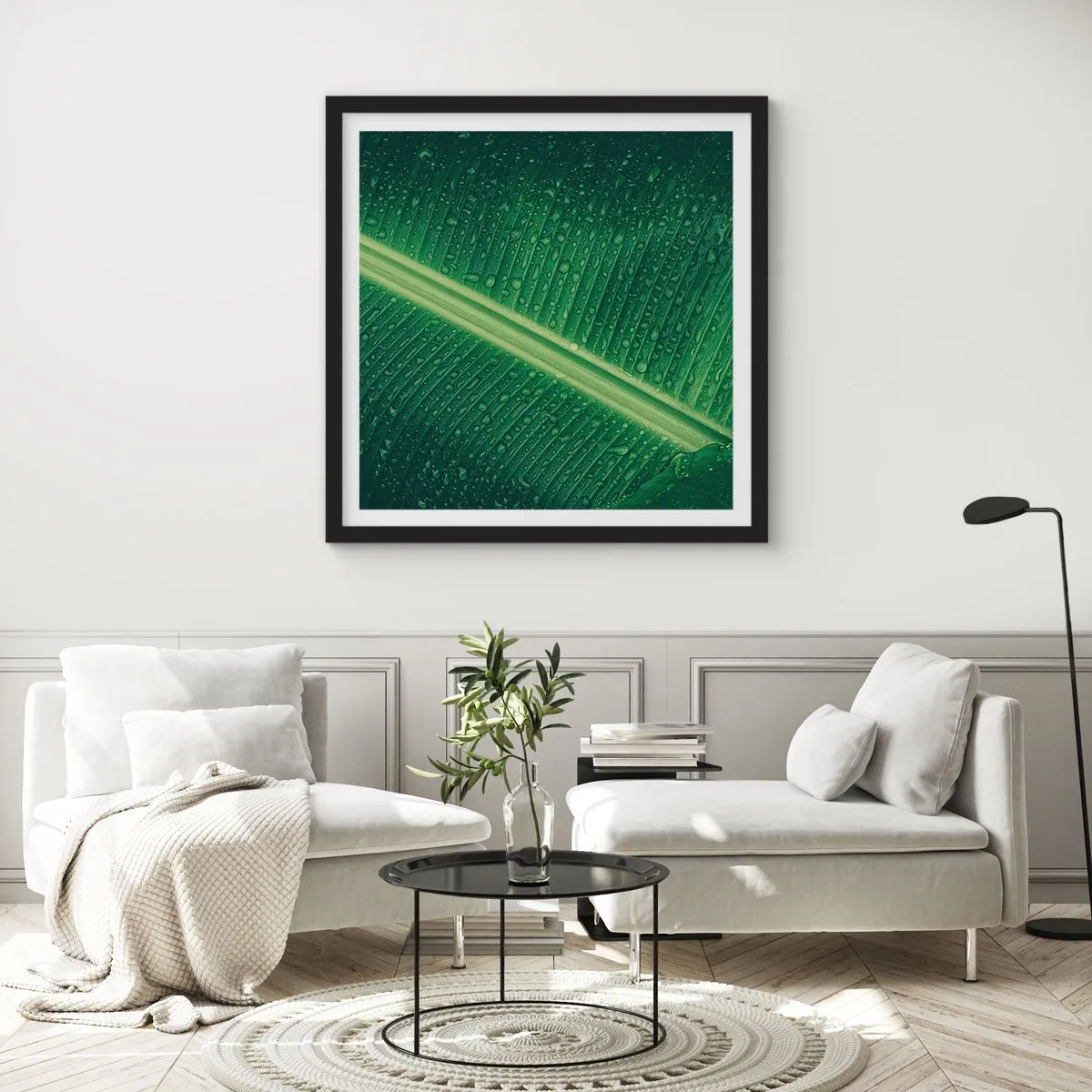 Poster in cornice nera - La struttura del verde - 50x50 cm
