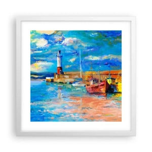 Poster in cornice bianca - Pomeriggio nell'insenatura multicolore - 40x40 cm