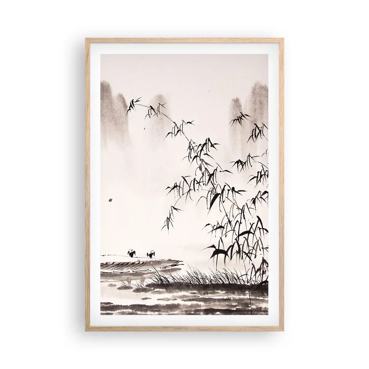 Poster in cornice rovere chiaro - Il silenzio dei campi di riso - 61x91 cm