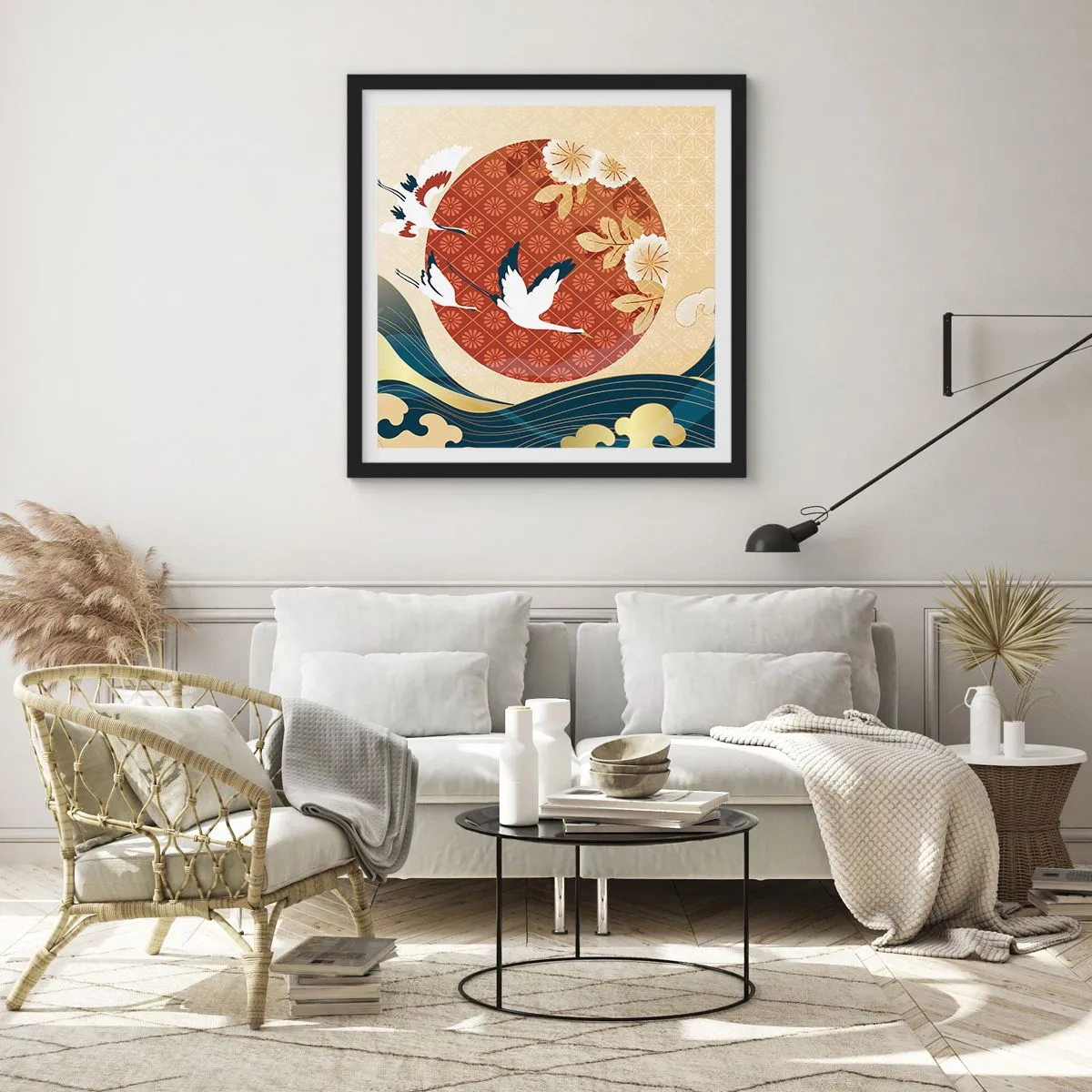 Poster in cornice nera - Favola giapponese - 60x60 cm