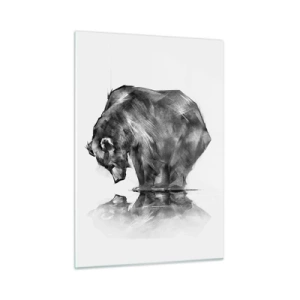 Quadro su vetro - Immagine di un orso chinato sulla superficie dell'acqua - 50x70cm - Fa piacere vedere chi ci è caro - Decorazione murale moderna per soggiorno e camera da letto ARTTOR