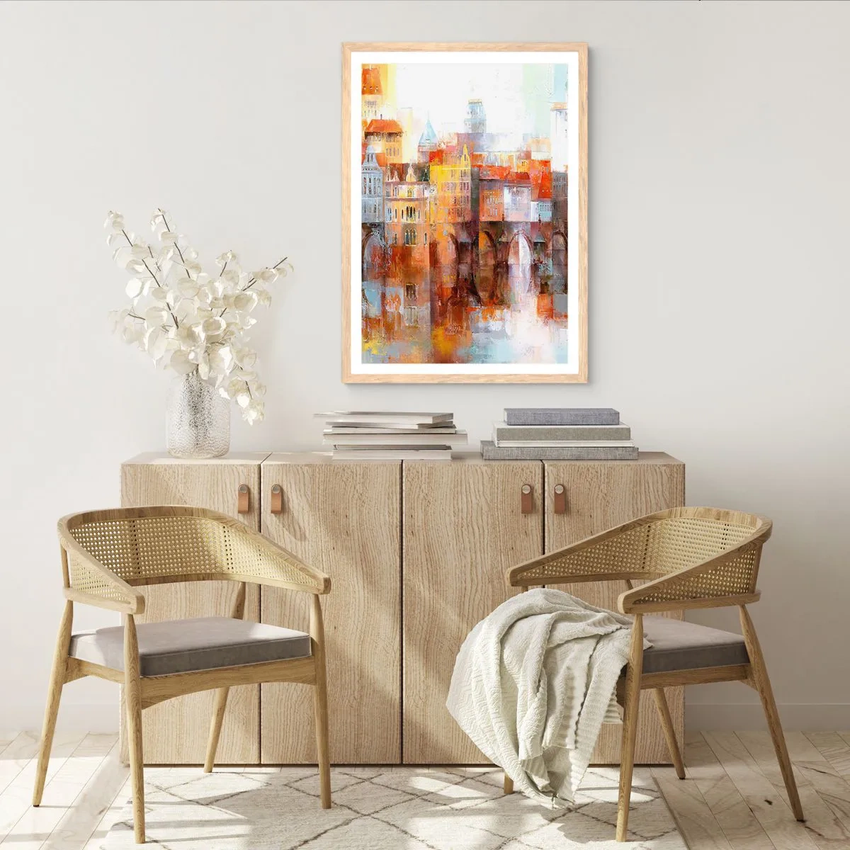 Poster in cornice rovere chiaro - Anche sotto il ponte è bello - 40x50 cm