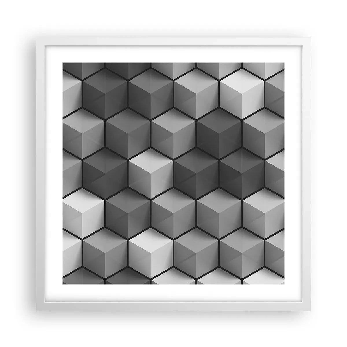 Poster in cornice bianca - Puzzle cubista - 50x50 cm