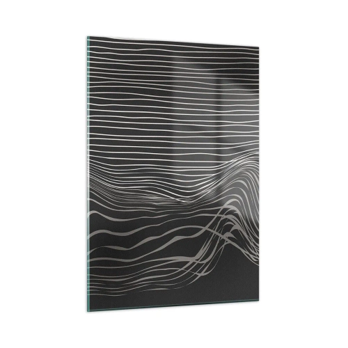 Quadro su vetro - Linee delicate in una disposizione astratta su uno sfondo scuro - 50x70cm - Ritmo e accento - Decorazione murale moderna per soggiorno e camera da letto ARTTOR