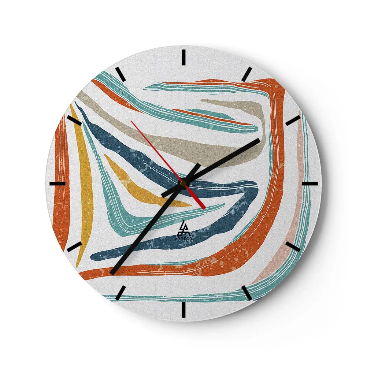 Orologio da parete - Orologio in Vetro - Astrazione piacevolmente sorridente - 30x30 cm