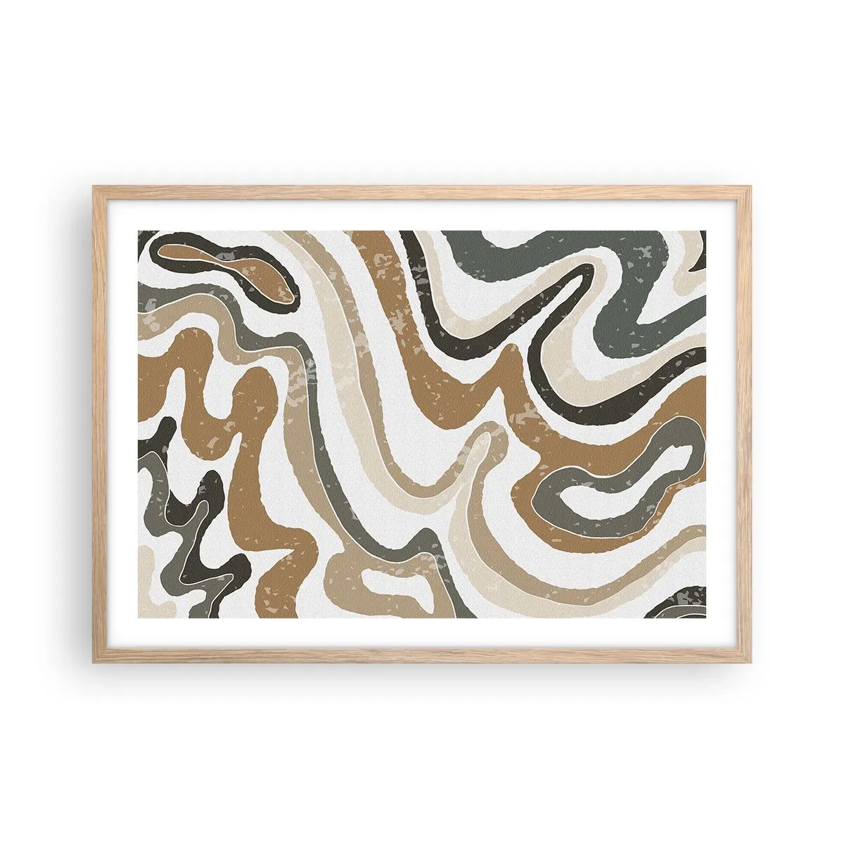 Poster in cornice rovere chiaro - I meandri dei colori della terra - 70x50 cm