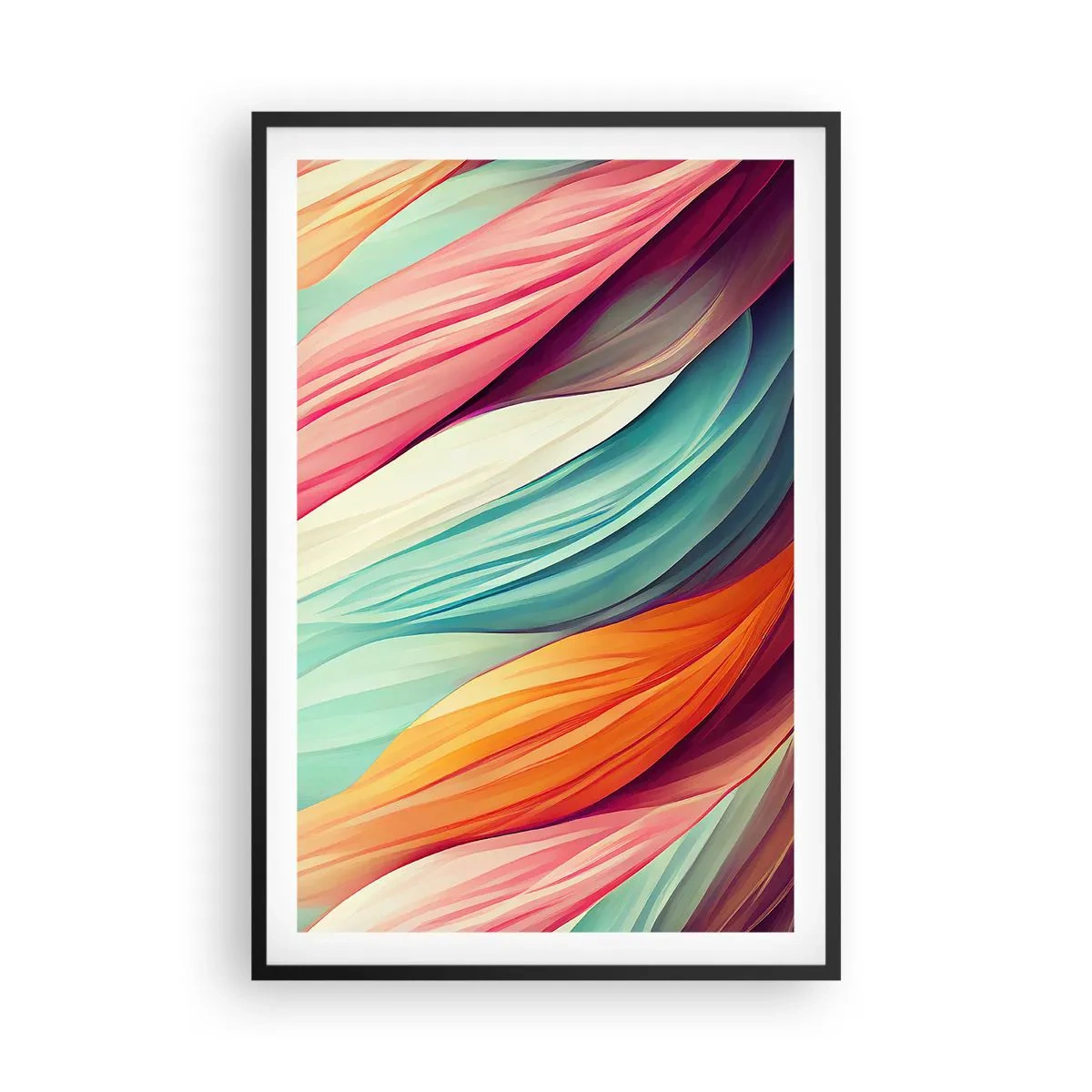Poster in cornice nera - Intreccio arcobaleno - 61x91 cm