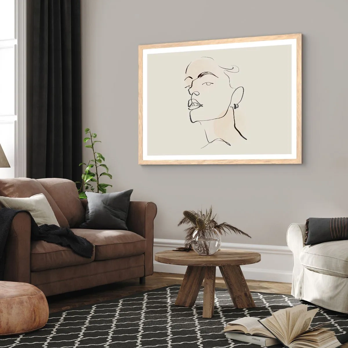 Poster in cornice rovere chiaro - Sguardo fiero - 100x70 cm