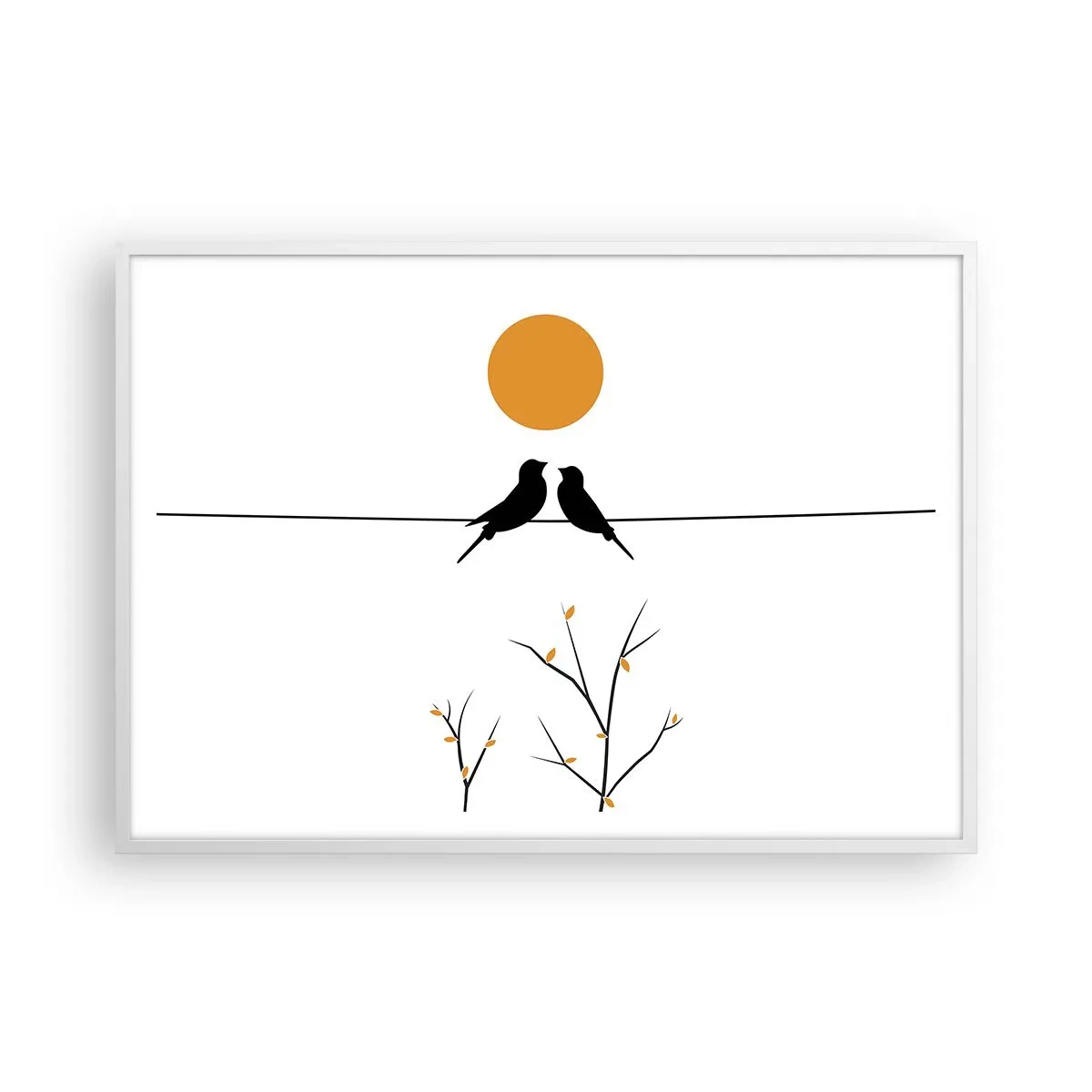 Poster in cornice bianca - Sera da usignoli - 100x70 cm
