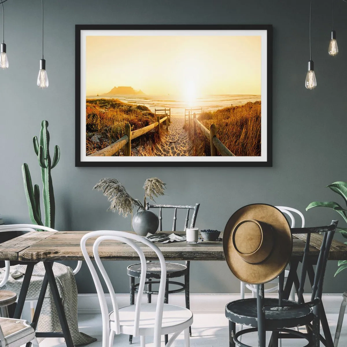 Poster in cornice nera - Attraverso la duna, verso il sole - 91x61 cm