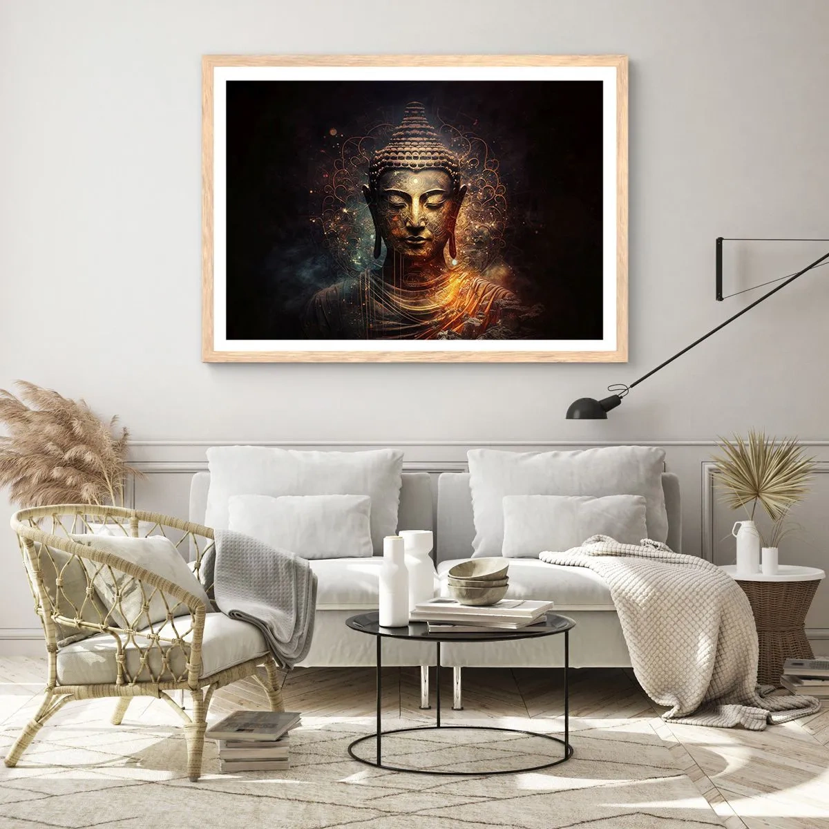 Poster in cornice rovere chiaro - Equilibrio spirituale - 100x70 cm