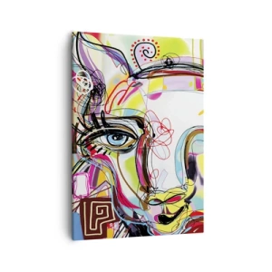 Quadro su tela - Stampe su Tela - Ritratto colorato in stile artistico astratto - 50x70cm - La ricchezza della natura felina - Decorazione murale moderna per soggiorno e camera da letto ARTTOR