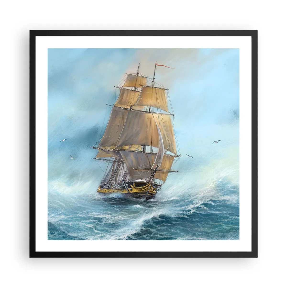 Poster in cornice nera - Frangendo i flutti - 60x60 cm