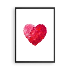 Poster in cornice nera - Cuore nelle tonalità del rosso e del rosa - 50x70cm - All you need is love - Decorazione murale moderna per soggiorno e camera da letto ARTTOR