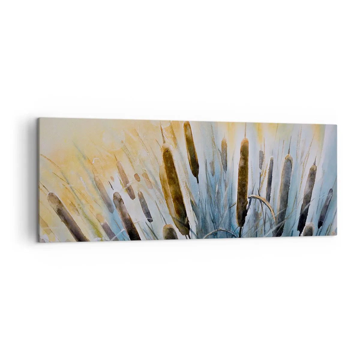 Quadro su tela - Stampe su Tela - Canne pittoresche sotto i raggi del sole - 140x50cm - Fresco dell'acqua, calore del sole - Decorazione murale moderna per soggiorno e camera da letto ARTTOR