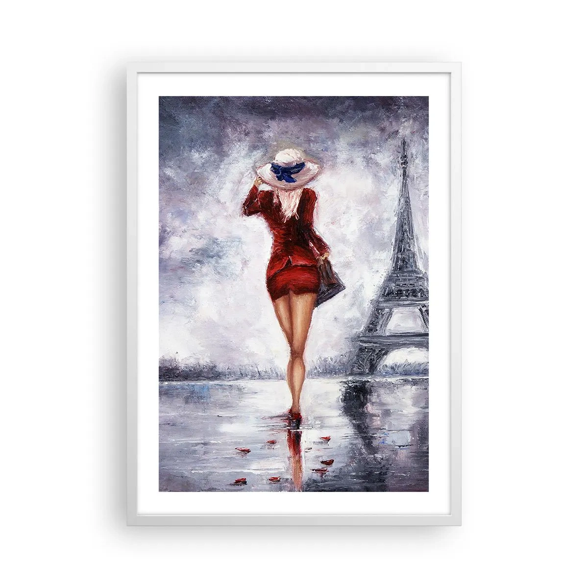 Poster in cornice bianca - Simboli di Parigi - 50x70 cm