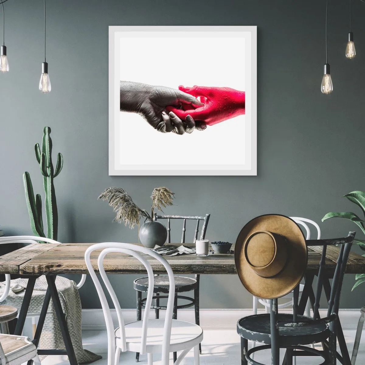 Poster in cornice bianca - Insieme, sebbene diversi - 60x60 cm