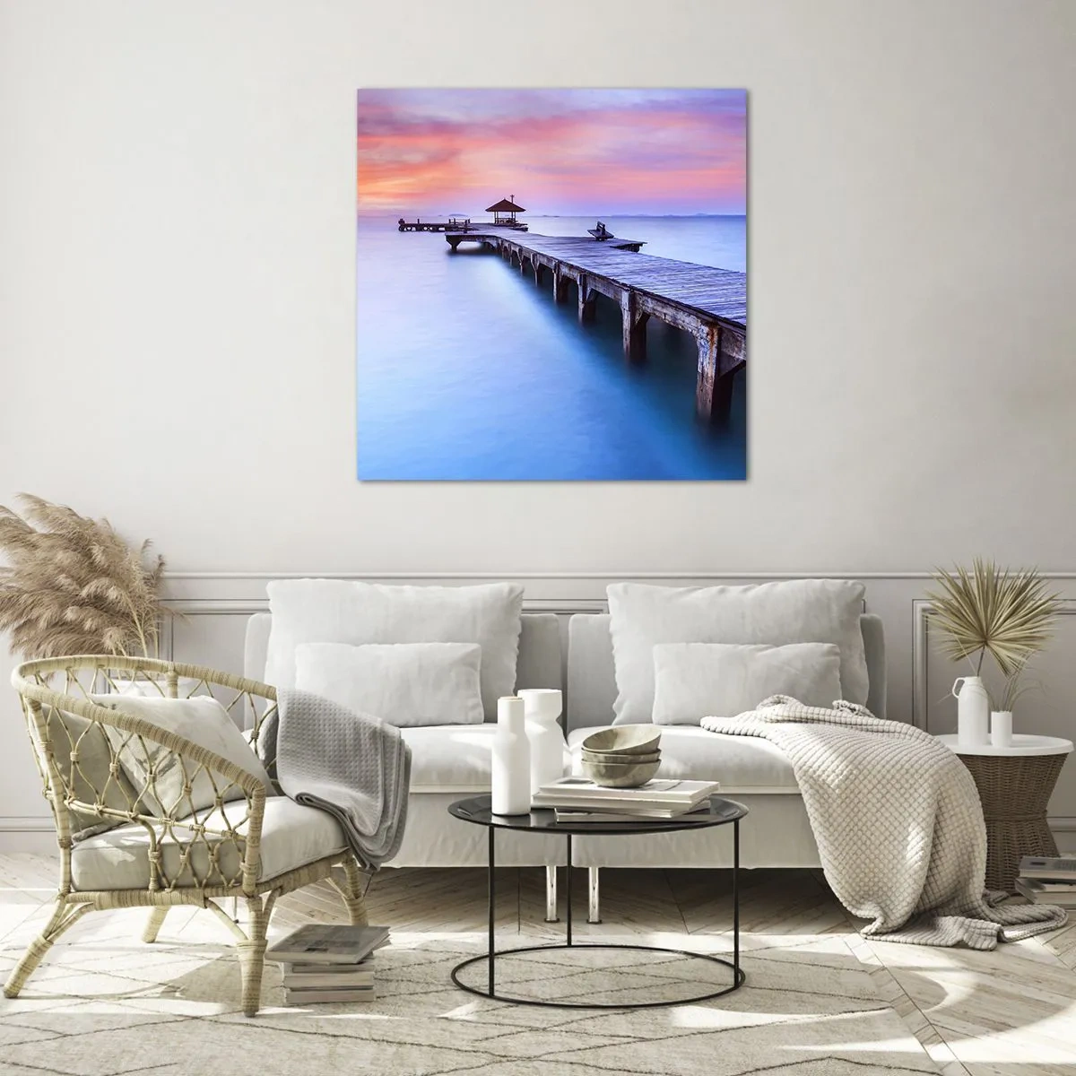 Quadro su vetro - Un mare di pace fino all'orizzonte - 30x30 cm