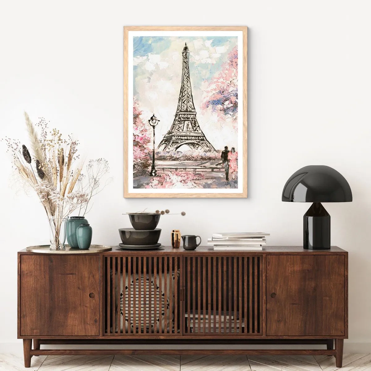 Poster in cornice rovere chiaro - Passeggiata a Parigi in aprile - 30x40 cm
