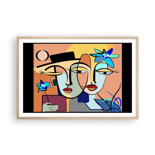 Poster in cornice rovere chiaro - Appuntamento in stile Picasso - 91x61 cm