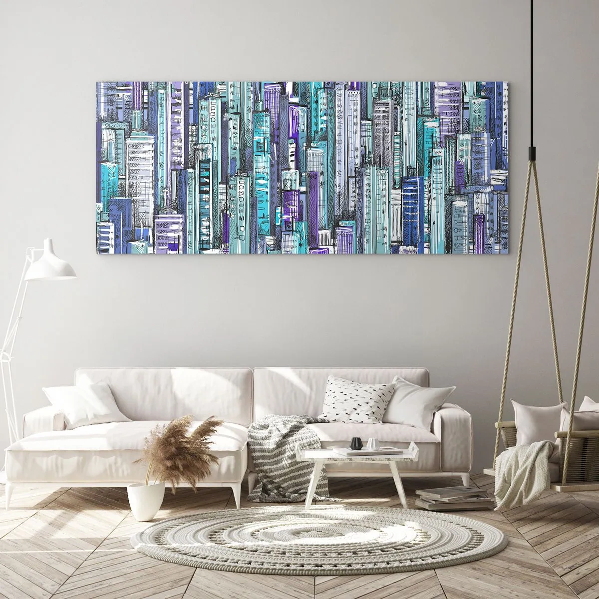 Quadro su vetro - Bluastri dal cielo - 100x40 cm