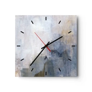 Orologio da parete - Orologio in Vetro - Sottili macchie astratte nelle tonalità del blu e del beige - 30x30cm - Toni e accordi dei colori - Decorazione murale moderna per soggiorno e camera da letto ARTTOR