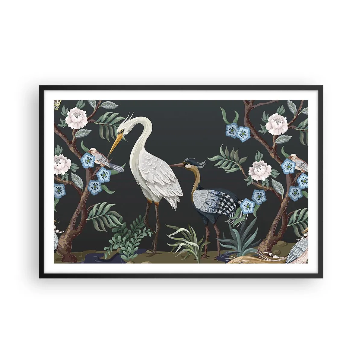 Poster in cornice nera - La parata degli uccelli - 91x61 cm