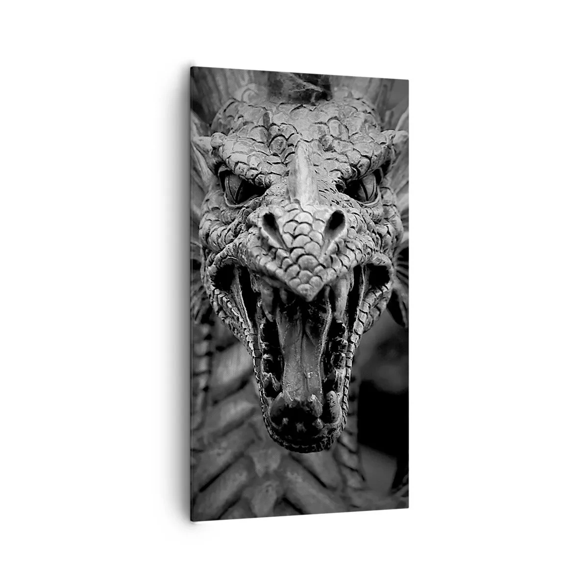 Quadro su tela - Stampe su Tela - Drago favoloso in grigio - 65x120 cm