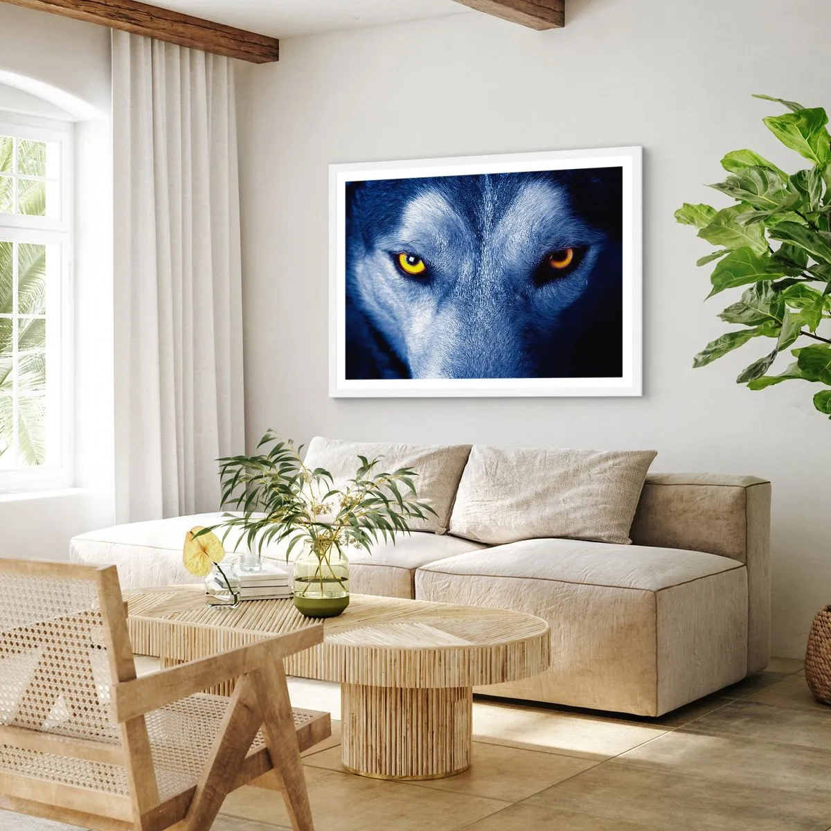 Poster in cornice bianca - Sguardo ipnotico - 91x61 cm