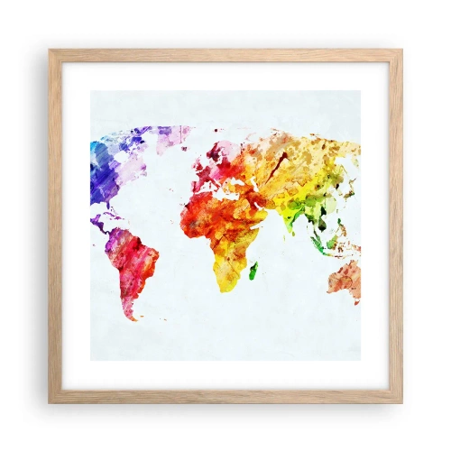 Poster in cornice rovere chiaro - Tutti i colori del mondo - 40x40 cm