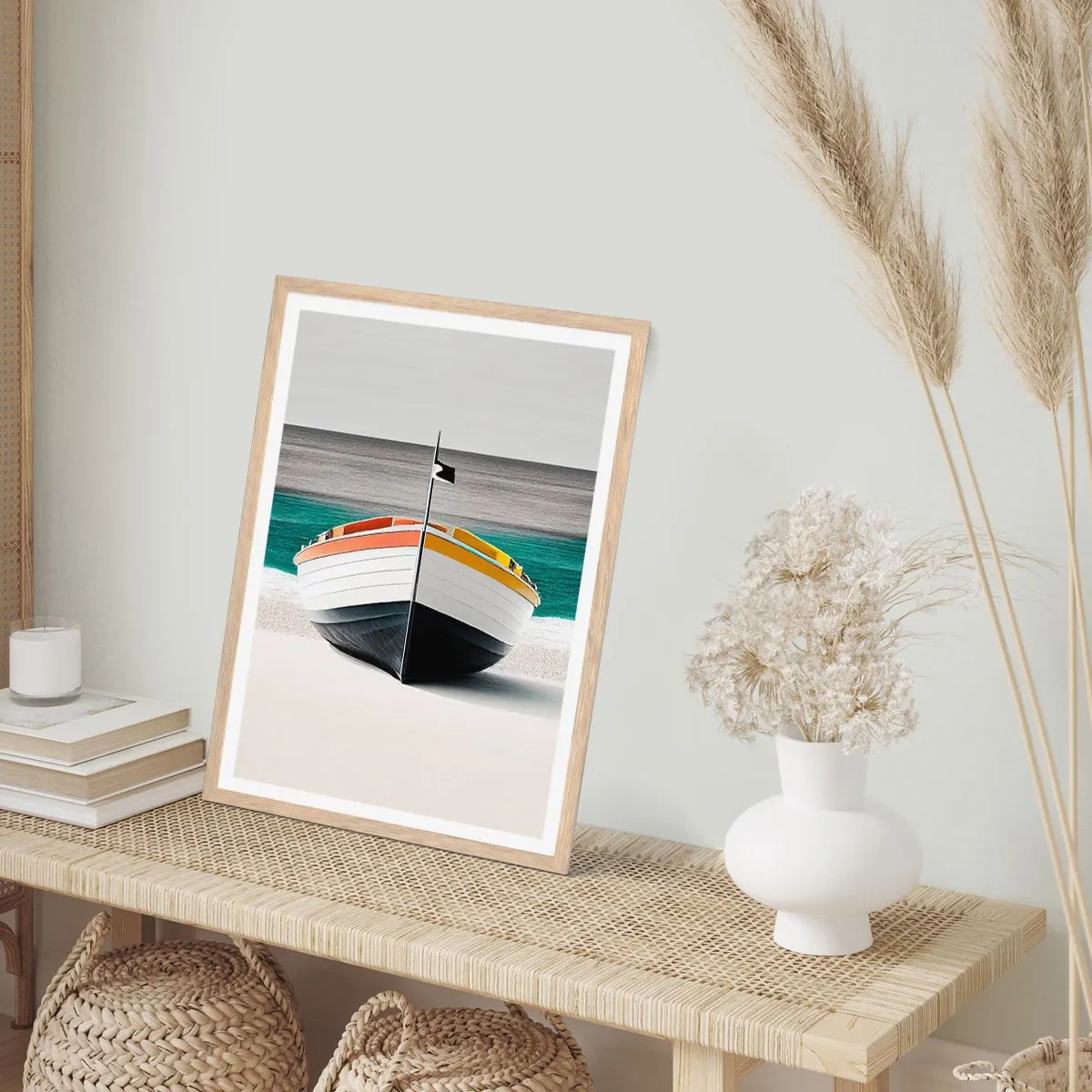 Poster in cornice rovere chiaro - Al suo posto - 30x40 cm