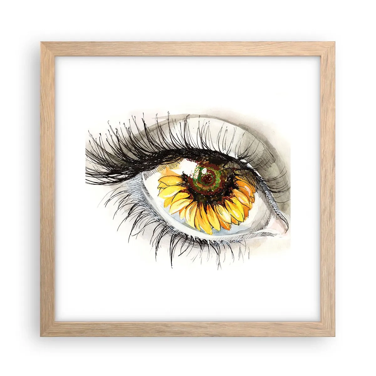 Poster in cornice rovere chiaro - Uno sguardo caldo come l'estate - 30x30 cm