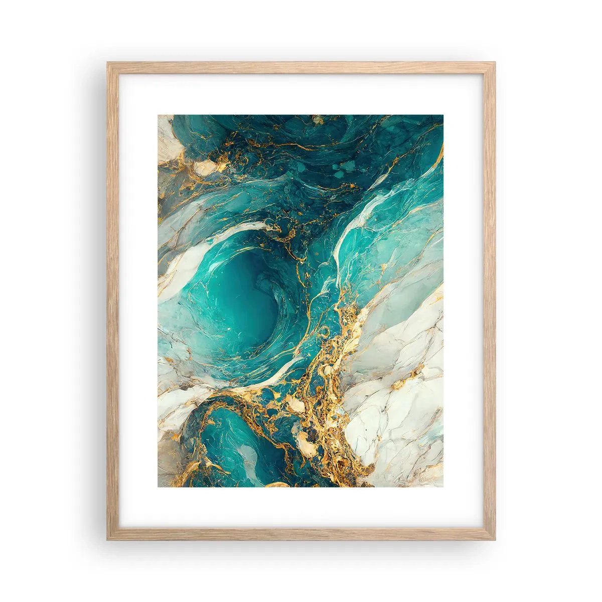 Poster in cornice rovere chiaro - Composizione con vene d'oro - 40x50 cm