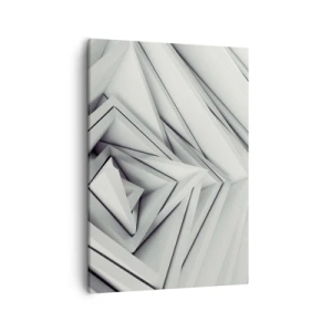 Quadro su tela - Stampe su Tela - Una composizione astratta di forme geometriche nelle tonalità del grigio. - 50x70cm - Germogli spigolosi - Decorazione murale moderna per soggiorno e camera da letto ARTTOR