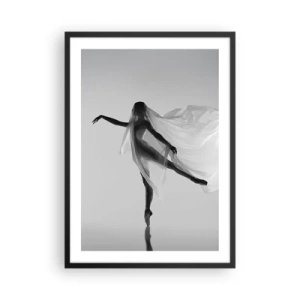 Poster in cornice nera - Una ballerina con un velo arioso in una composizione in bianco e nero - 50x70cm - Leggerezza ed eleganza - Decorazione murale moderna per soggiorno e camera da letto ARTTOR