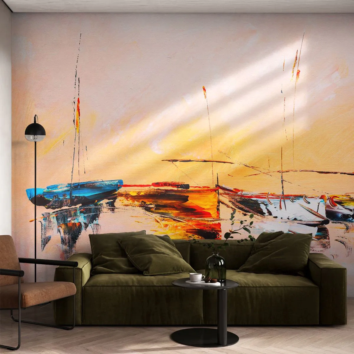 Fotomurali Premium Canvas - La sera sul molo - Barche, Barche a vela, Pezzo - 150x105 cm