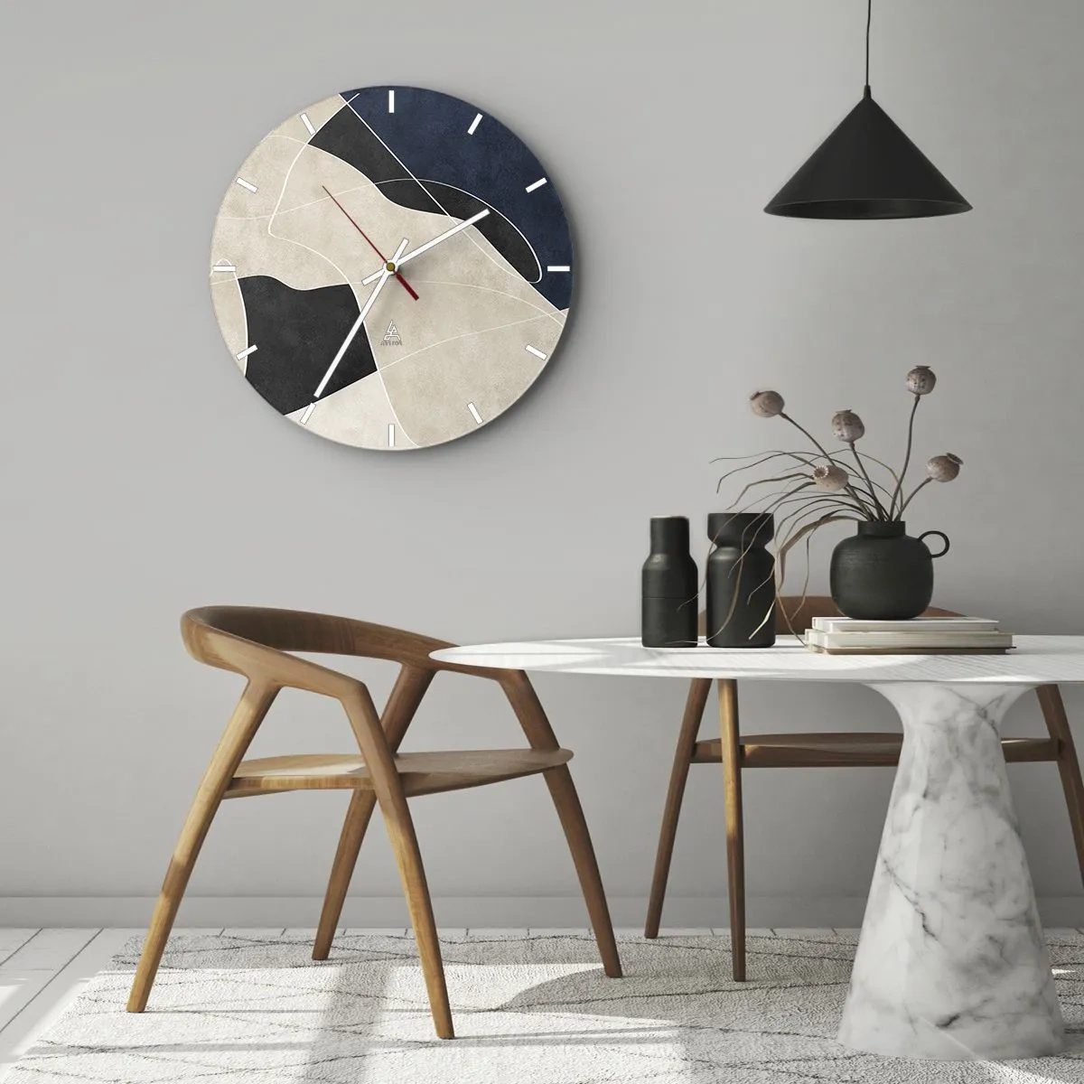 Orologio da parete - Orologio in Vetro - Composizione astratta: il contrasto dei colori - 40x40 cm