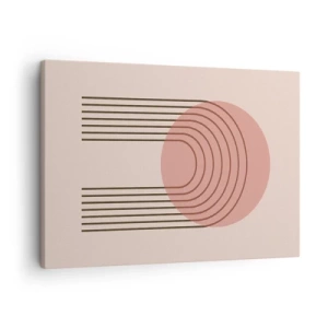Quadro su tela - Stampe su Tela - Motivo astratto con cerchio rosa e linee - 70x50cm - Attrazione irresistibile - Decorazione murale moderna per soggiorno e camera da letto ARTTOR