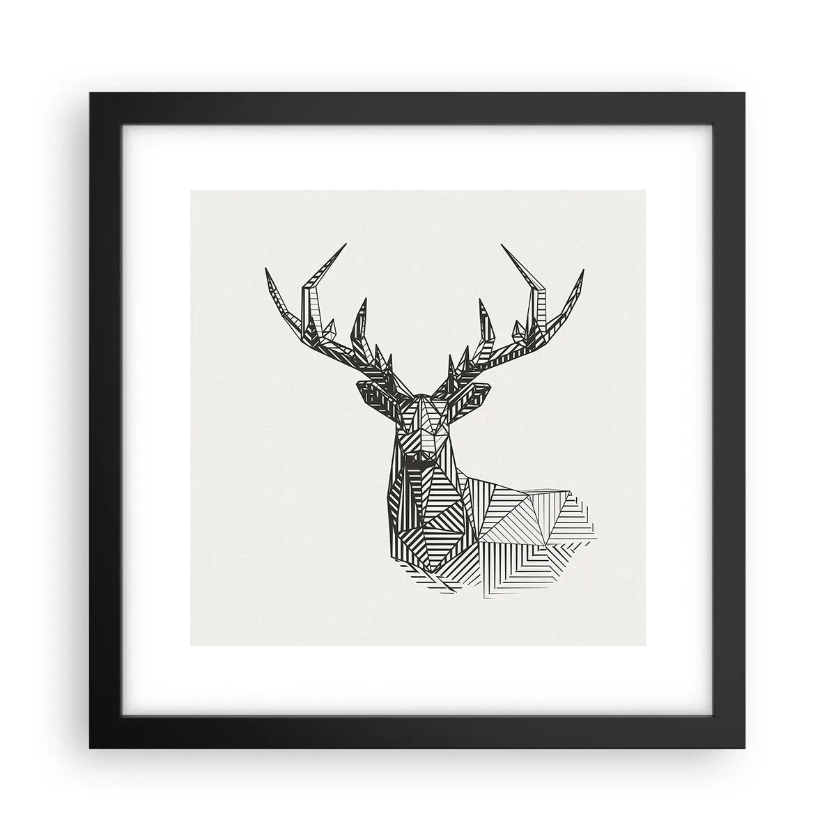 Poster in cornice nera - Cervo in stile cubista - 30x30 cm