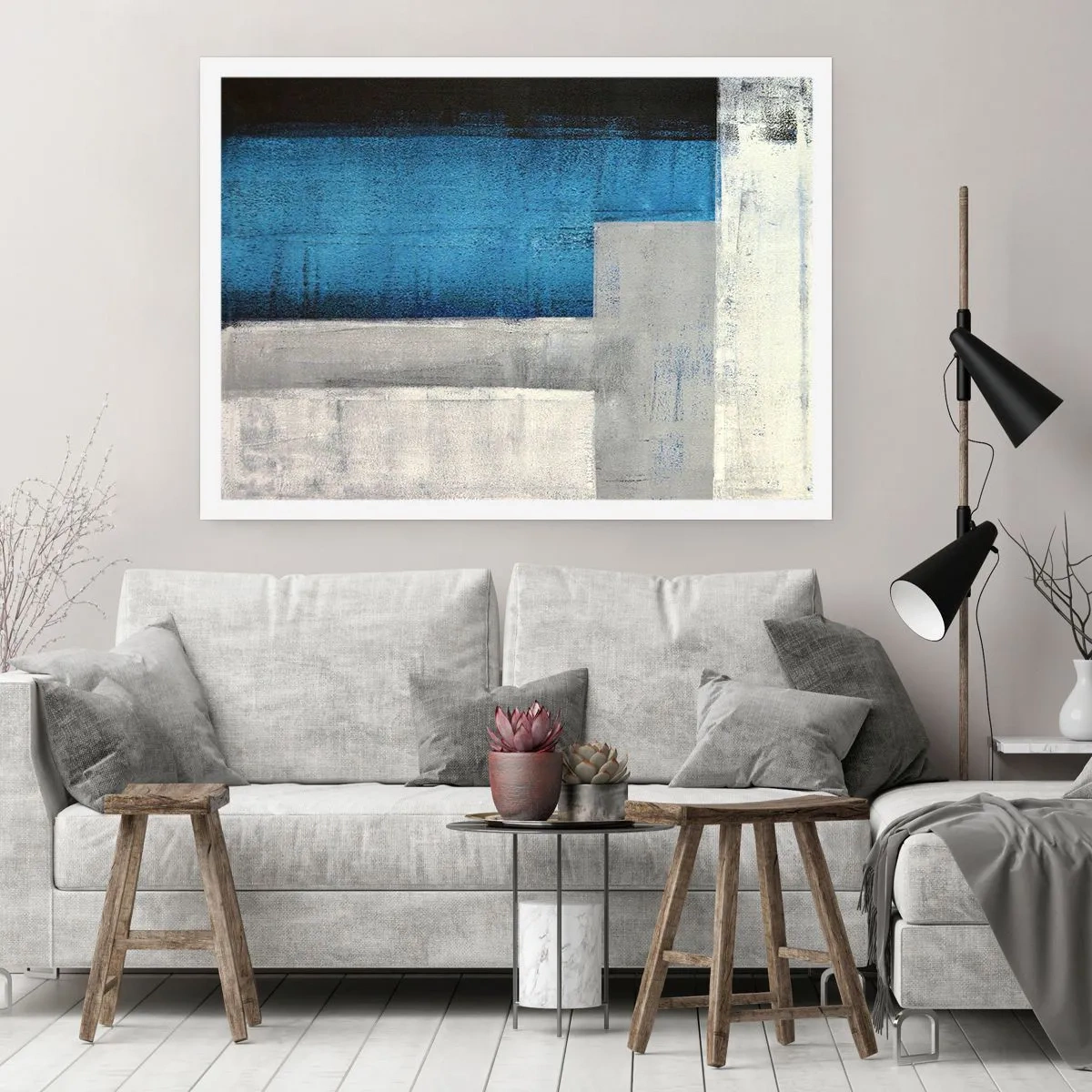Poster - Composizione poetica in grigio e blu - 91x61 cm