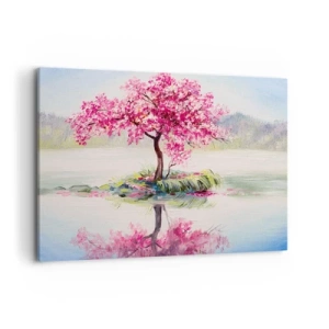 Quadro su tela - Stampe su Tela - Un albero in fiore sull'acqua ferma - 120x80cm - La festa della primavera - Decorazione murale moderna per soggiorno e camera da letto ARTTOR