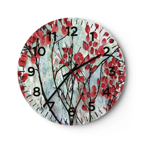 Orologio da parete - Orologio in Vetro - Albero in scarlatto - 30x30 cm