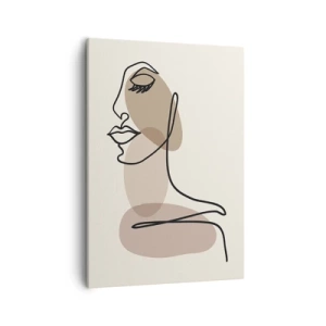 Quadro su tela - Stampe su Tela - Un profilo femminile in stile minimalista - 50x70cm - La linea sicura della bellezza - Decorazione murale moderna per soggiorno e camera da letto ARTTOR