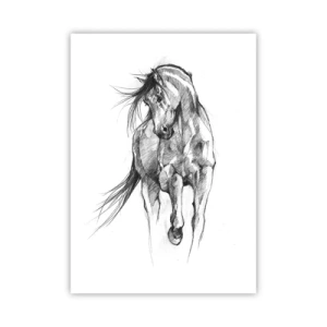 Poster - Schizzo di un cavallo in posa dinamica - 50x70cm - Trotto aggraziato - Decorazione murale moderna per soggiorno e camera da letto ARTTOR
