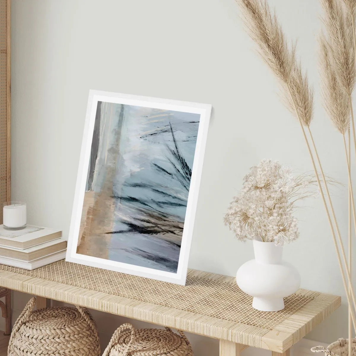 Poster in cornice bianca - Campi d'inverno - 61x91 cm