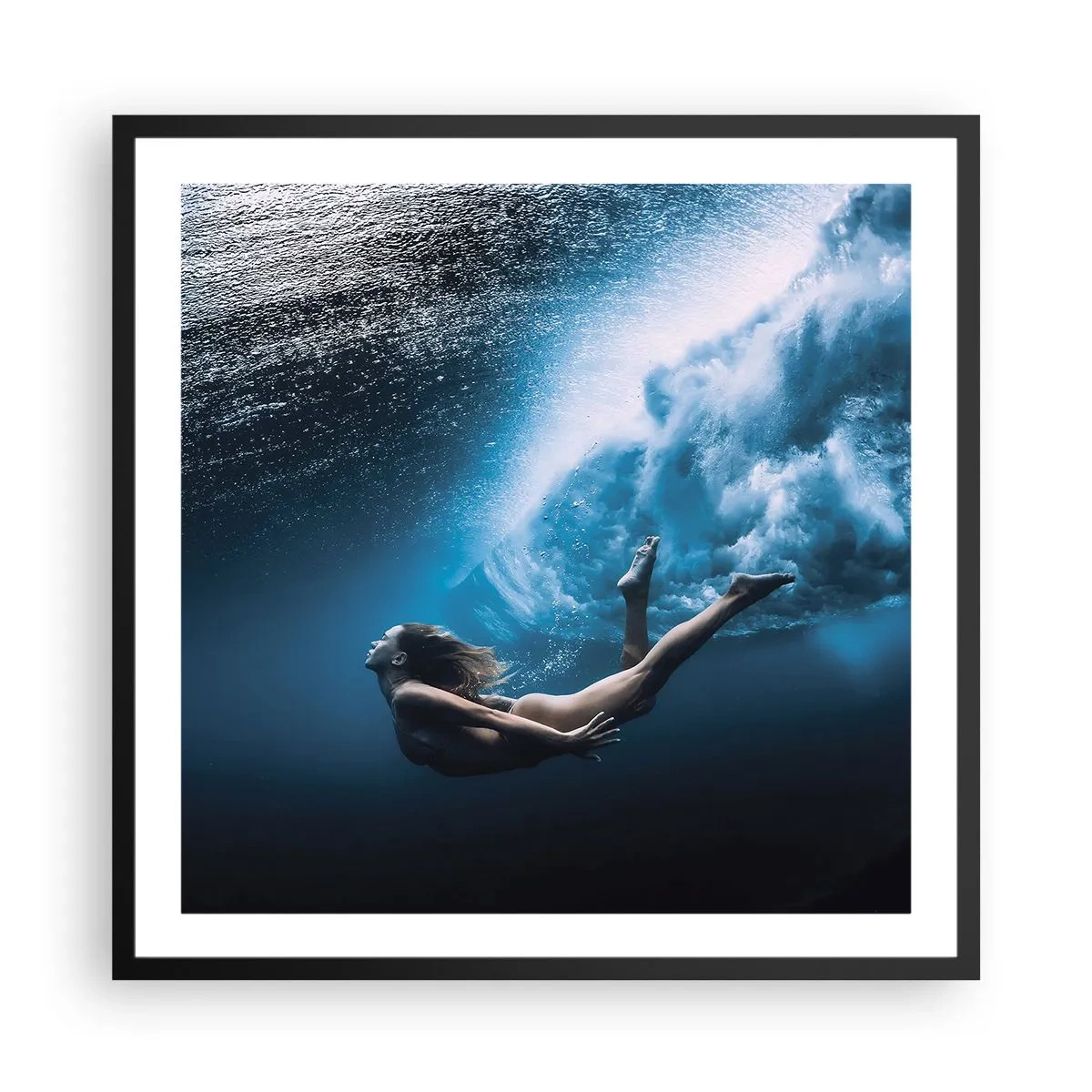 Poster in cornice nera - Moderna sirena - 60x60 cm