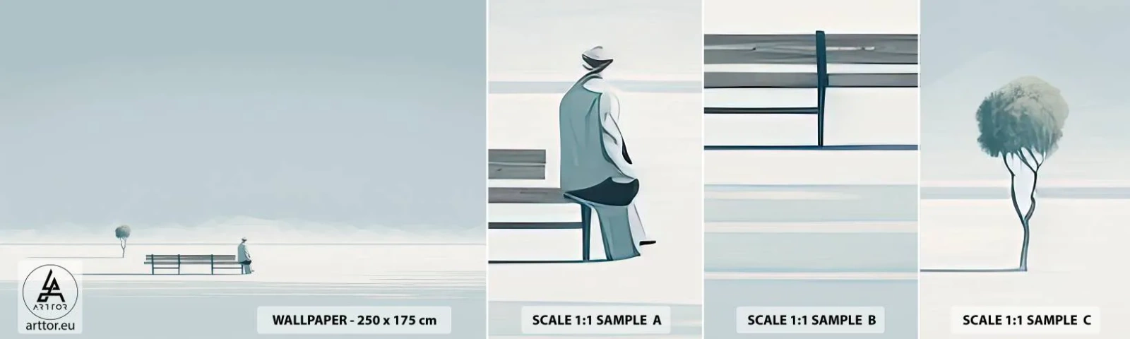 Campione di Fotomurale Adesivo Deluxe Sticker - Si, aspetto. - Minimalista, Solitario, Uomo - 100x30 cm