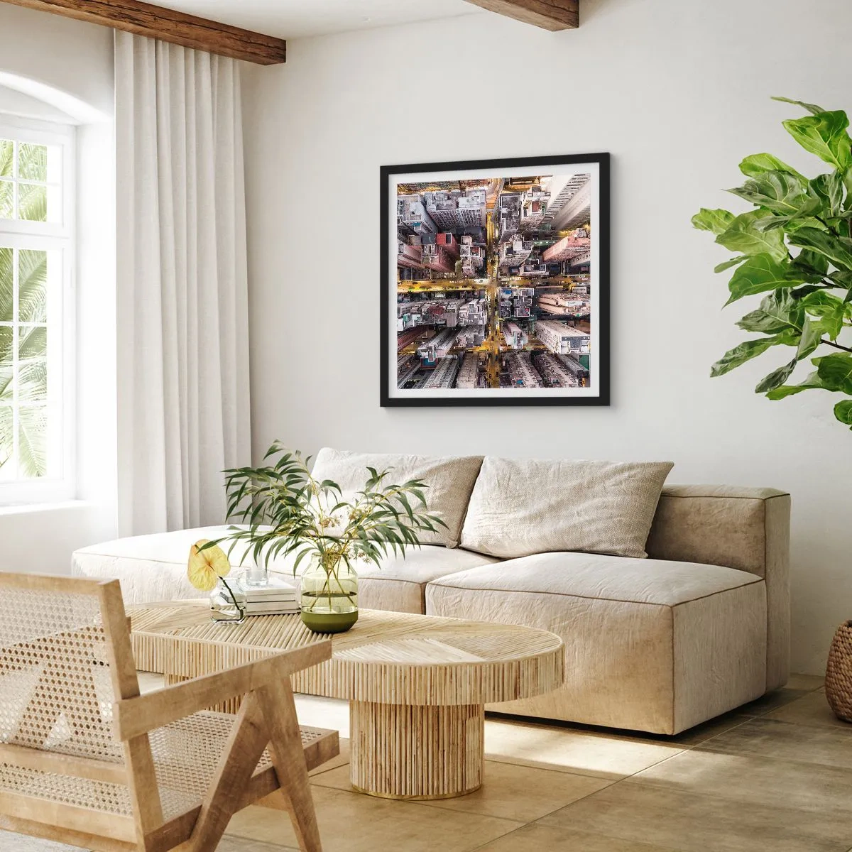 Poster in cornice nera - Saluti da Hong Kong - 50x50 cm